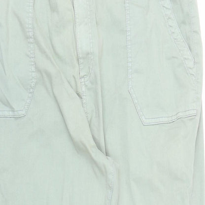 marks and Womens Green Cotton Tapered Jeans Size 22 L27 in Regular Zip - Elasticated Waist Pockets