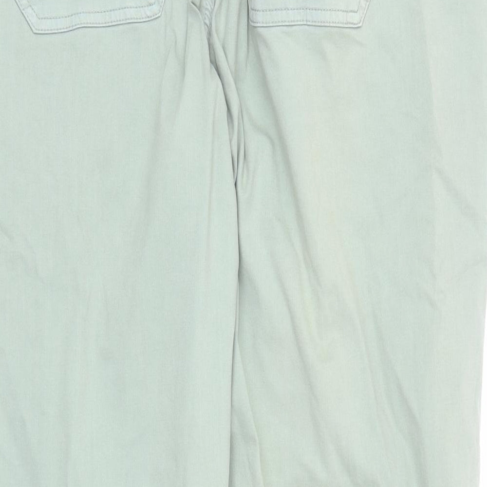 marks and Womens Green Cotton Tapered Jeans Size 22 L27 in Regular Zip - Elasticated Waist Pockets