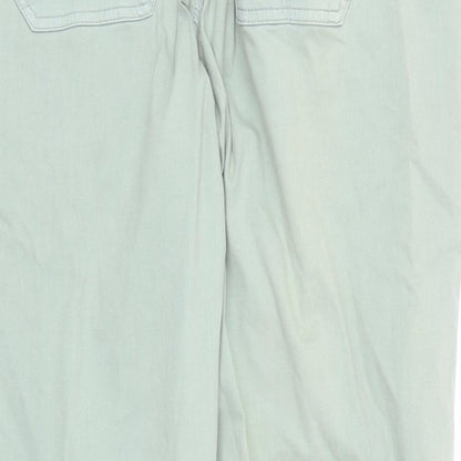 marks and Womens Green Cotton Tapered Jeans Size 22 L27 in Regular Zip - Elasticated Waist Pockets