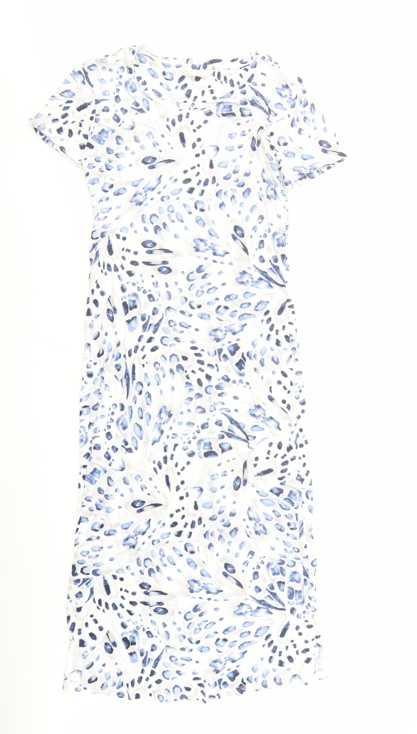 Marks and Spencer Womens White Animal Print Cotton Top Dress Size XS - Leopard Pattern
