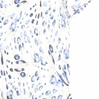 Marks and Spencer Womens White Animal Print Cotton Top Dress Size XS - Leopard Pattern