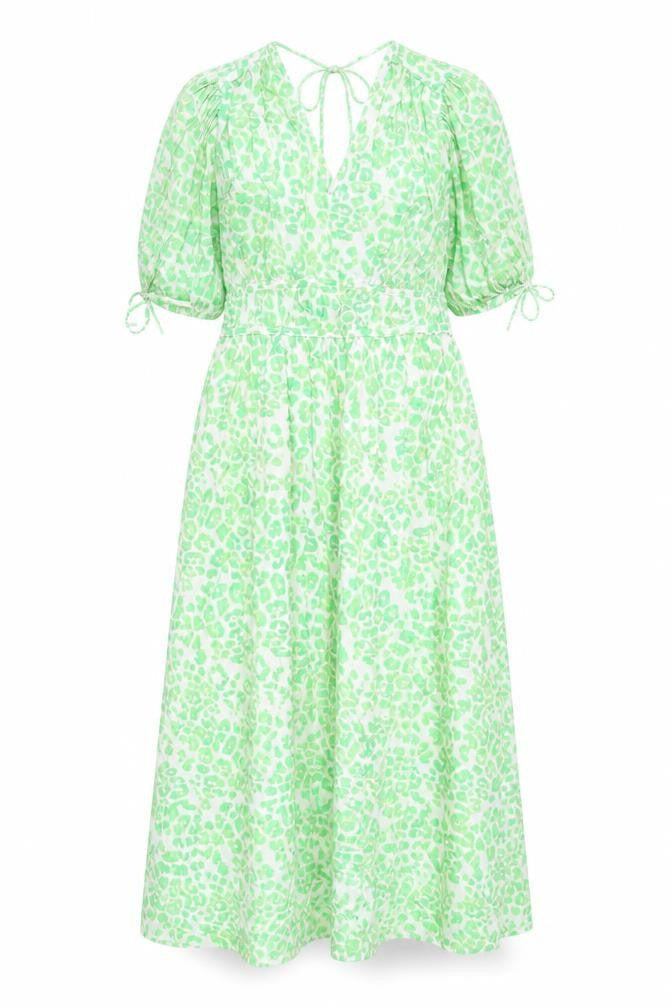 Marks and Spencer Womens Green Animal Print Viscose Trapeze & Swing Size 12 V-Neck Pullover - Leopard Pattern
