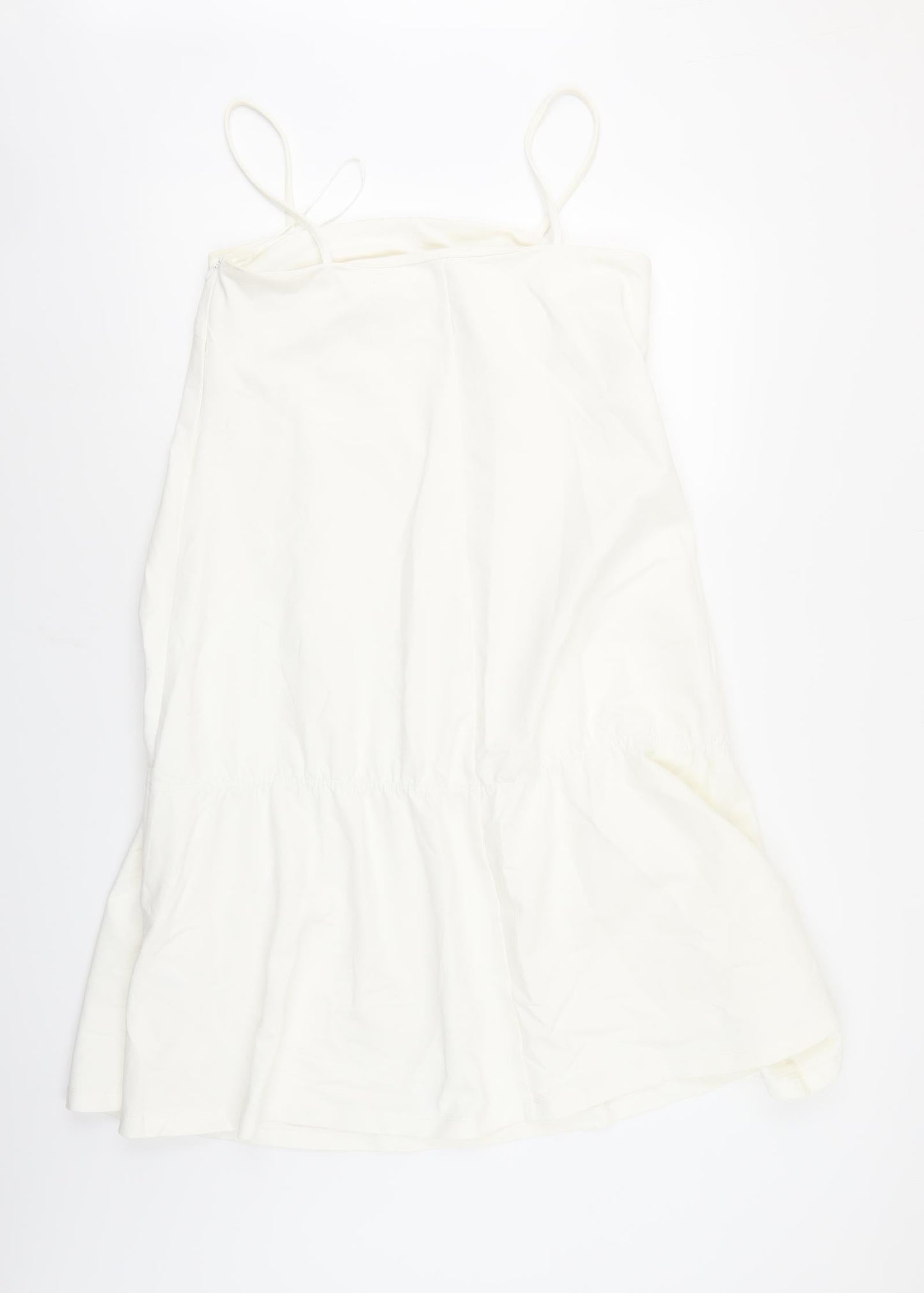 H&M Womens White Cotton Tank Dress Size 10 Square Neck Pullover