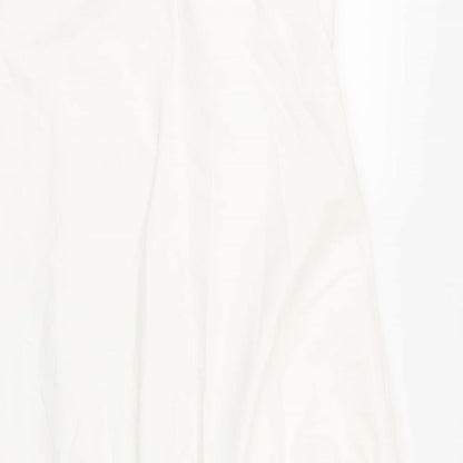 H&M Womens White Cotton Tank Dress Size 10 Square Neck Pullover
