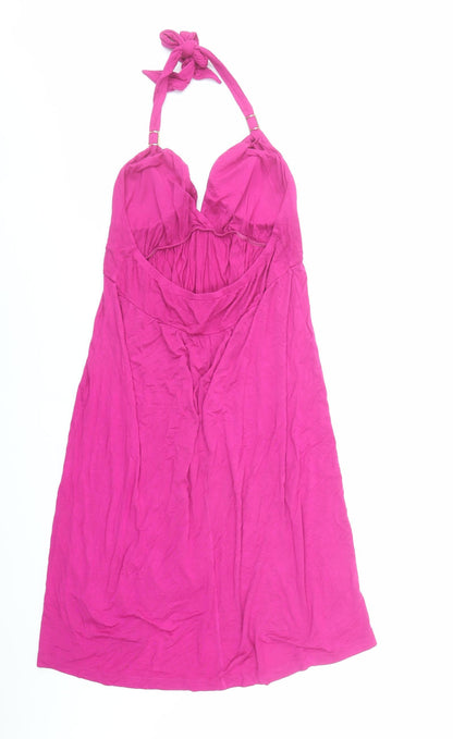 Debenhams Womens Pink Viscose Cover Up Size 12 - Halter Neck