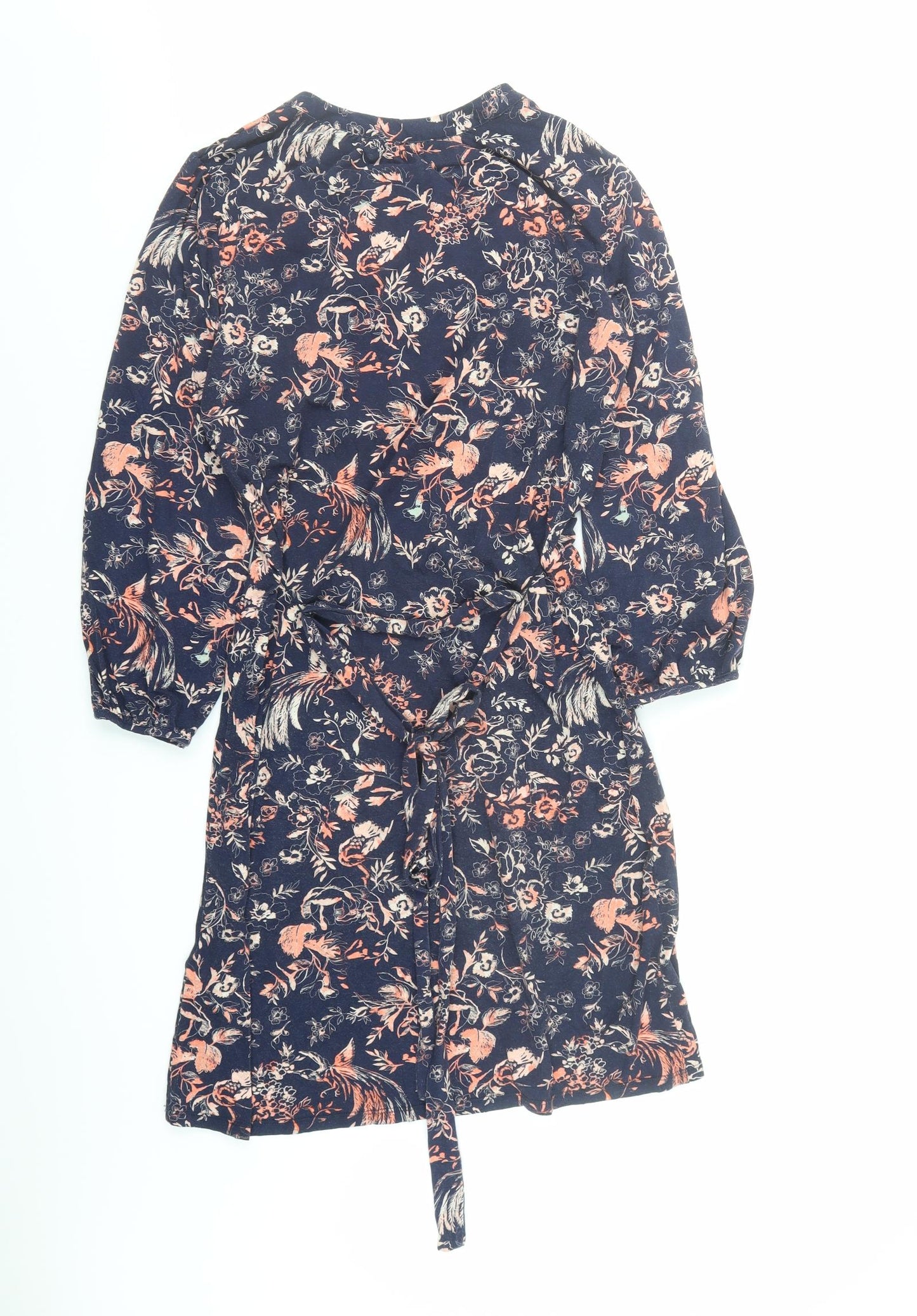 Monsoon Womens Blue Herringbone Viscose A-Line Size 12 Round Neck Pullover