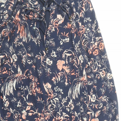 Monsoon Womens Blue Herringbone Viscose A-Line Size 12 Round Neck Pullover