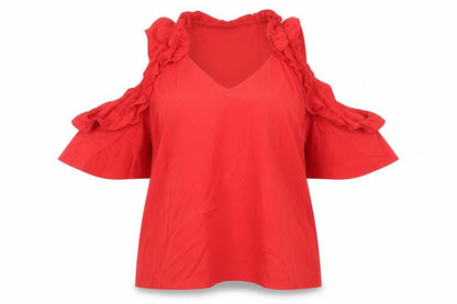 Womens UK Size 10 Topshop Red Basic Blouse