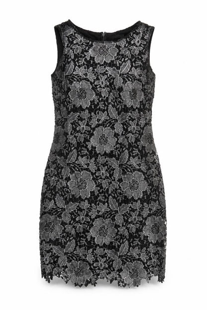 Roman Womens Black Floral Polyester A-Line Size 12 Round Neck Zip
