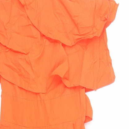 Zara Womens Orange Cotton Jumpsuit One-Piece Size M L19 in Zip