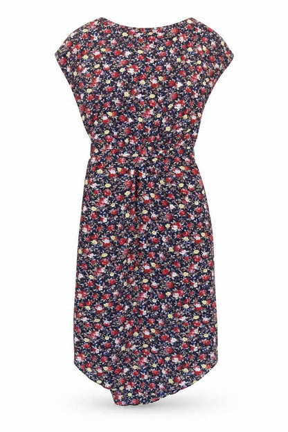 Warehouse Womens Blue Floral Polyester A-Line Size 10 Round Neck Zip - Open Back Detail