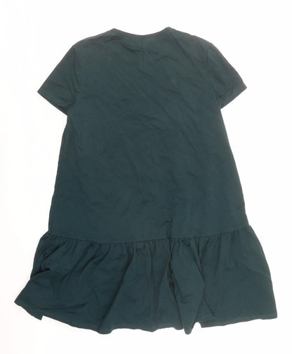 Zara Womens Green Polyester T-Shirt Dress Size S Round Neck Pullover