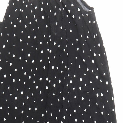 Marks and Spencer Womens Black Polka Dot Viscose Slip Dress Size 12 Round Neck Pullover