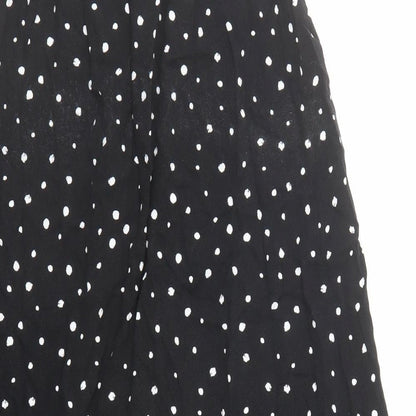 Marks and Spencer Womens Black Polka Dot Viscose Slip Dress Size 12 Round Neck Pullover