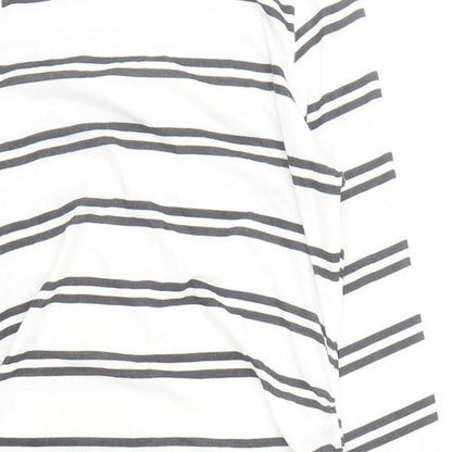 ASOS Womens White Striped Polyester Pencil Dress Size 10 Round Neck Pullover