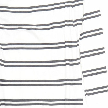 ASOS Womens White Striped Polyester Pencil Dress Size 10 Round Neck Pullover