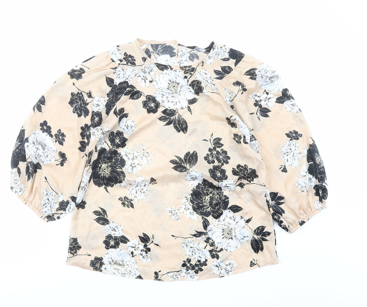 Womens UK Size 8 Dorothy Perkins Beige Basic Blouse