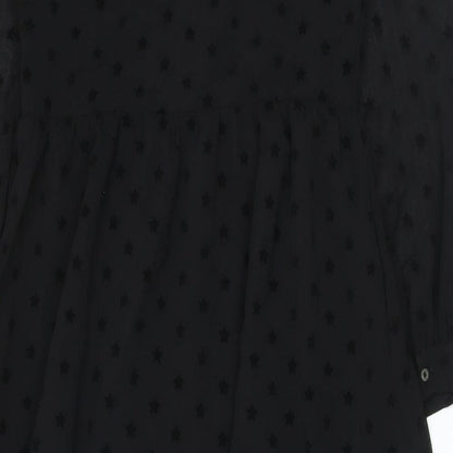 Marks and Spencer Womens Black Polyester A-Line Size 8 Round Neck Button