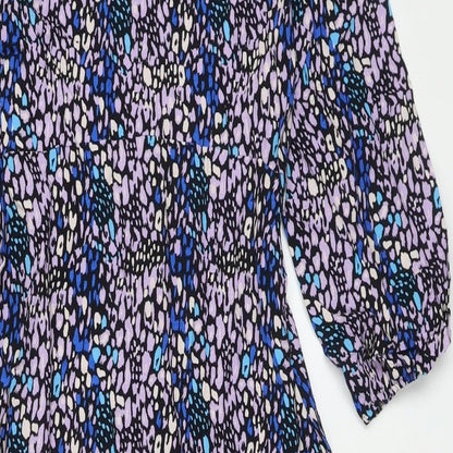 Marks and Spencer Womens Multicoloured Animal Print Viscose A-Line Size 8 Round Neck Button