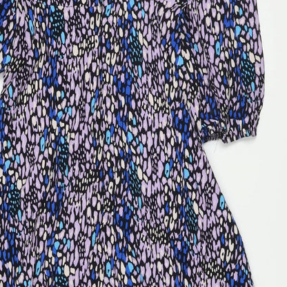 Marks and Spencer Womens Multicoloured Animal Print Viscose A-Line Size 8 Round Neck Button