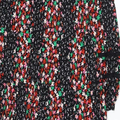 Marks and Spencer Womens Multicoloured Floral Viscose A-Line Size 8 Round Neck Button