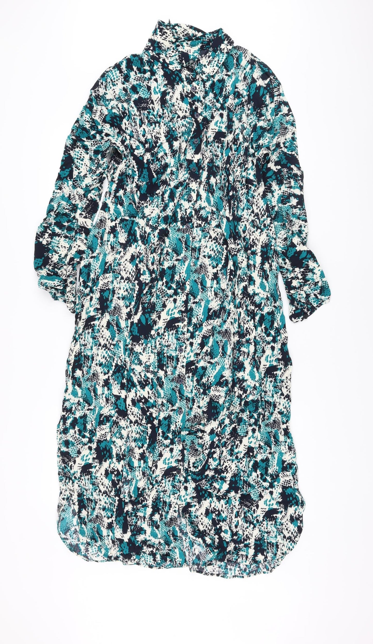 Marks and Spencer Womens Multicoloured Animal Print Viscose A-Line Size 10 Collared Button