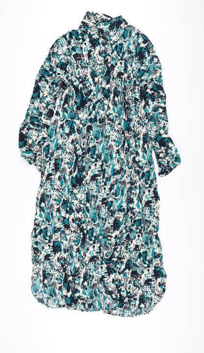 Marks and Spencer Womens Multicoloured Animal Print Viscose A-Line Size 10 Collared Button