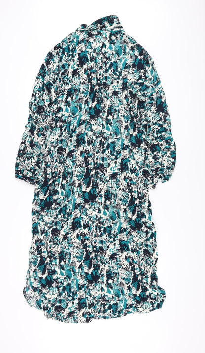 Marks and Spencer Womens Multicoloured Animal Print Viscose A-Line Size 10 Collared Button