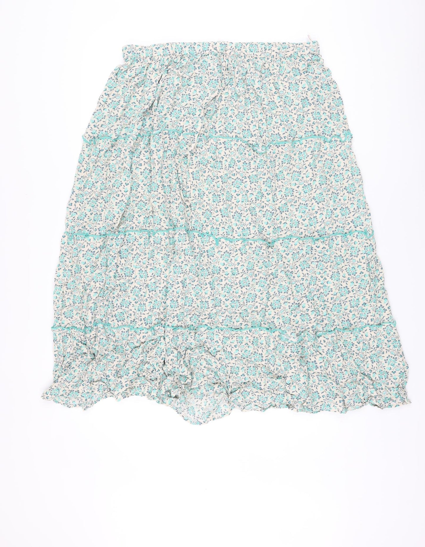 Per Una Womens Green Floral Viscose A-Line Skirt Size 16 Drawstring