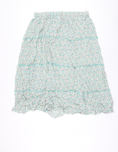 Per Una Womens Green Floral Viscose A-Line Skirt Size 16 Drawstring