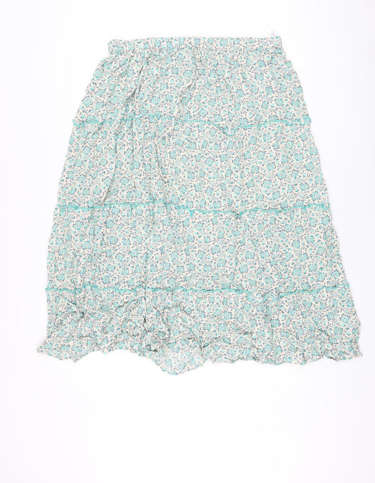 Per Una Womens Green Floral Viscose A-Line Skirt Size 16 Drawstring