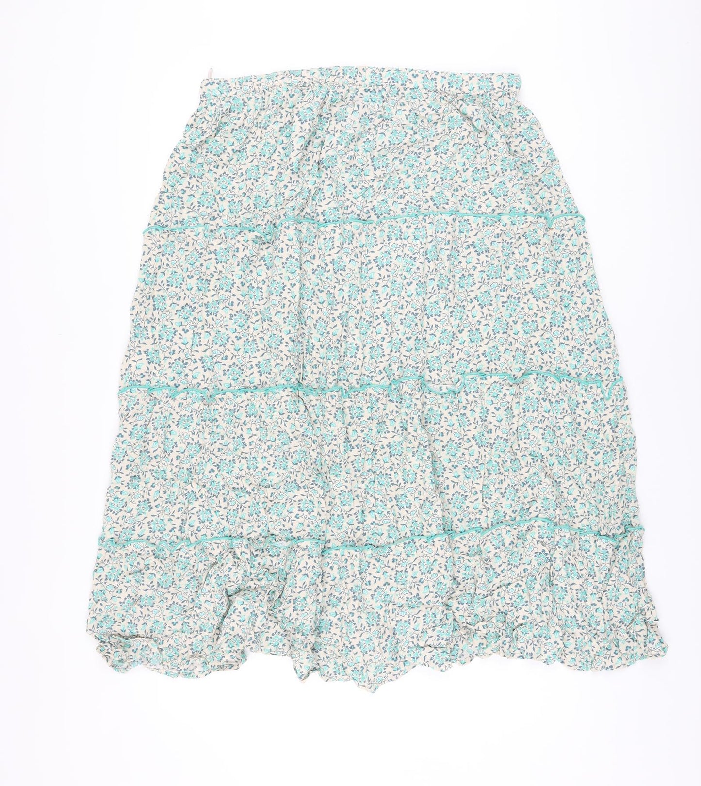 Per Una Womens Green Floral Viscose A-Line Skirt Size 16 Drawstring