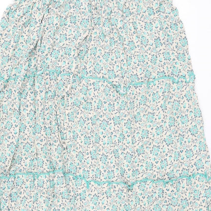 Per Una Womens Green Floral Viscose A-Line Skirt Size 16 Drawstring