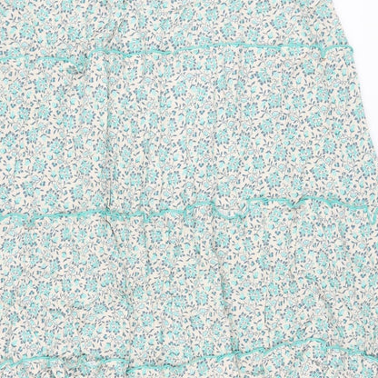 Per Una Womens Green Floral Viscose A-Line Skirt Size 16 Drawstring