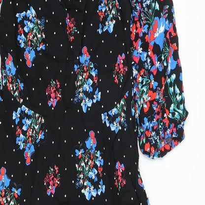Marks and Spencer Womens Beige Floral Viscose A-Line Size 8 Round Neck Zip