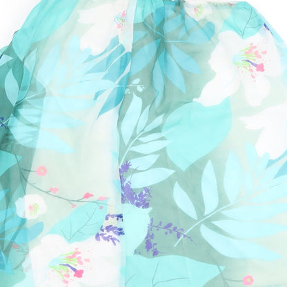 Be Beau Womens Blue Floral Polyester Basic Blouse Size 10 One Shoulder