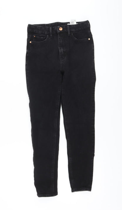 Marks and Spencer Womens Black Cotton Skinny Jeans Size 8 L25 in Regular Button