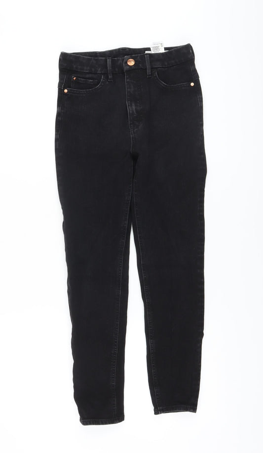 Marks and Spencer Womens Black Cotton Skinny Jeans Size 8 L25 in Regular Button