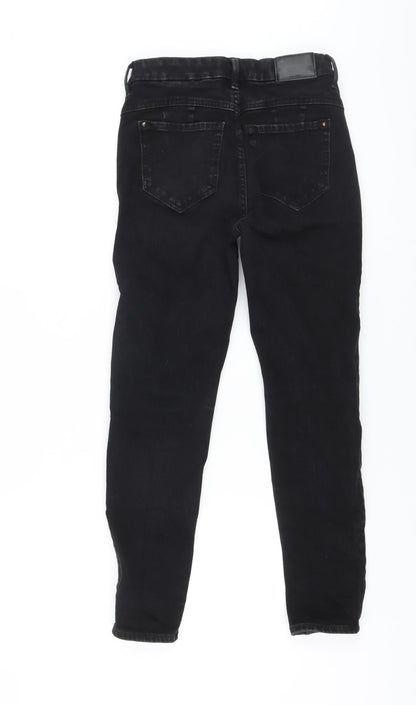 Marks and Spencer Womens Black Cotton Skinny Jeans Size 8 L25 in Regular Button