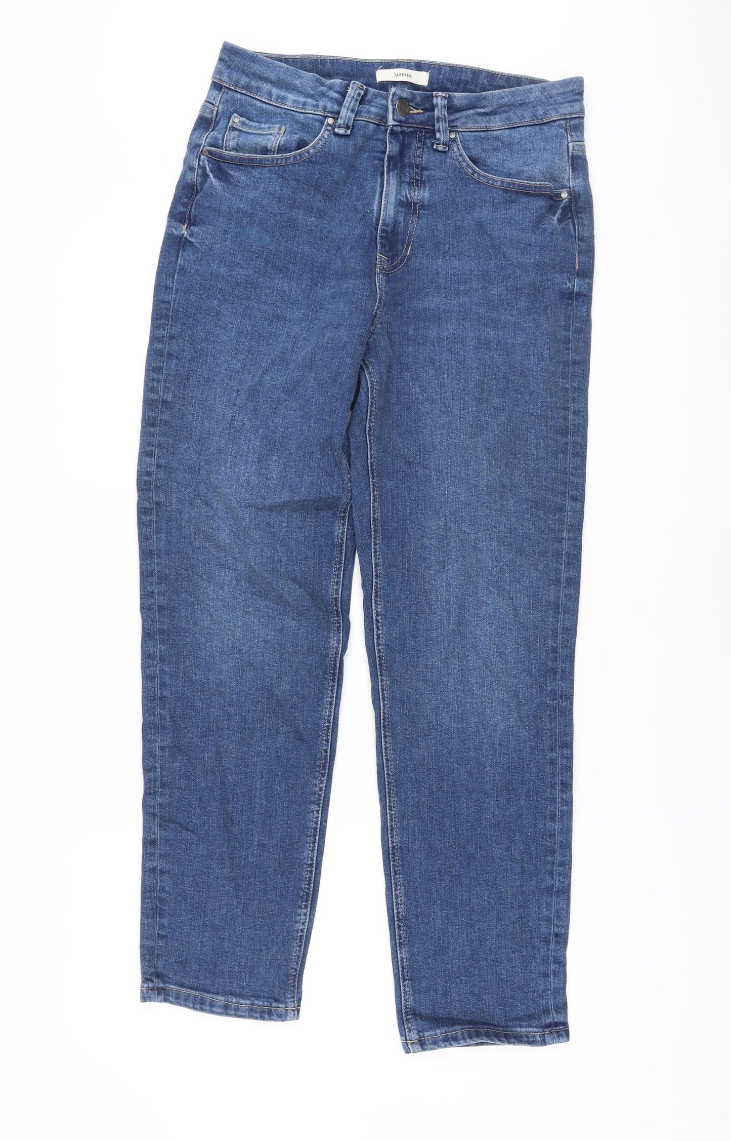 Per Una Womens Black Cotton Tapered Jeans Size 30 in L29 in Regular Button