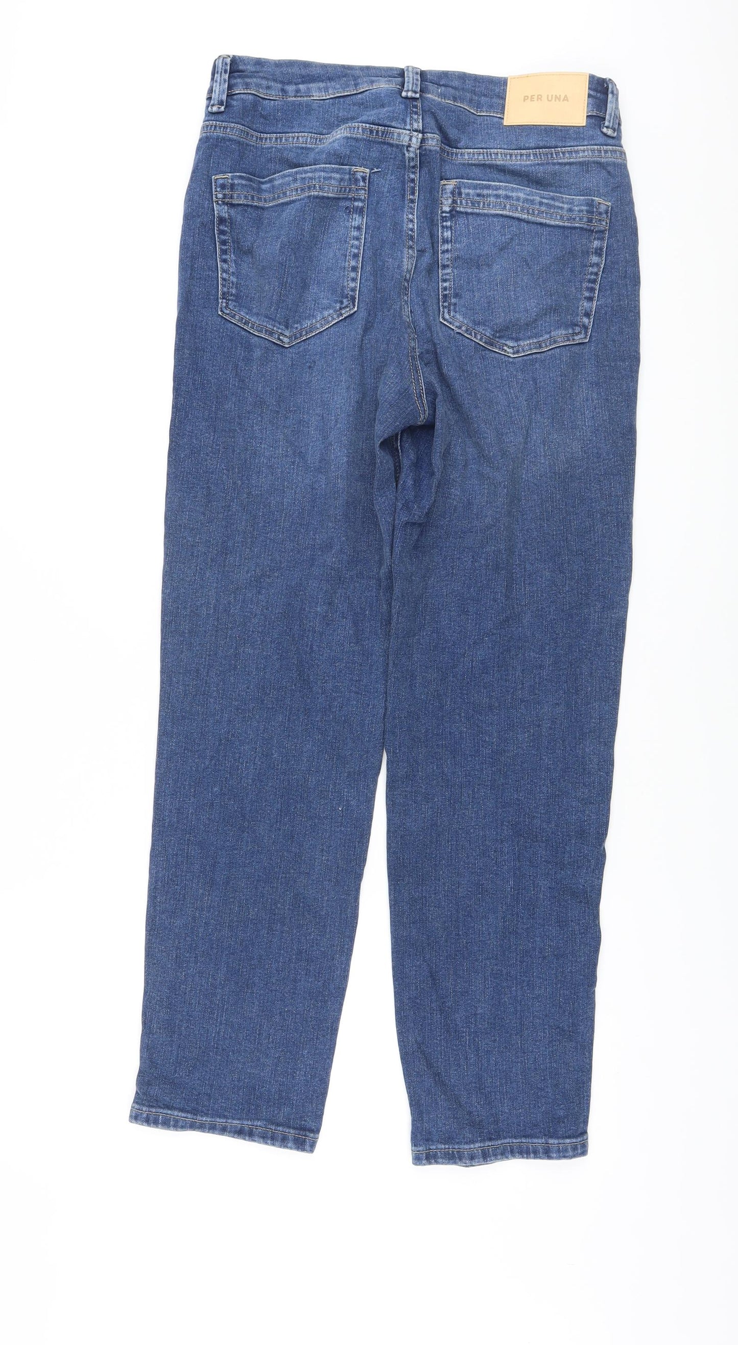 Per Una Womens Black Cotton Tapered Jeans Size 30 in L29 in Regular Button