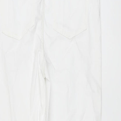 Marks and Spencer Womens White Cotton Straight Jeans Size 12 L25 in Regular Button