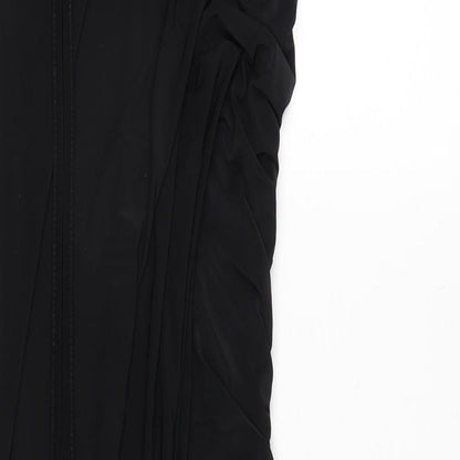 Boohoo Womens Black Polyester Maxi Size 6 Halter Tie - Ruched Side