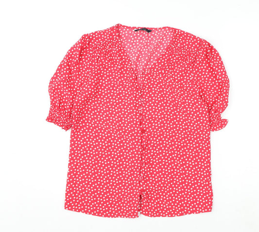 Womens UK Size 8 Marks and Spencer Pink Basic Button-Up