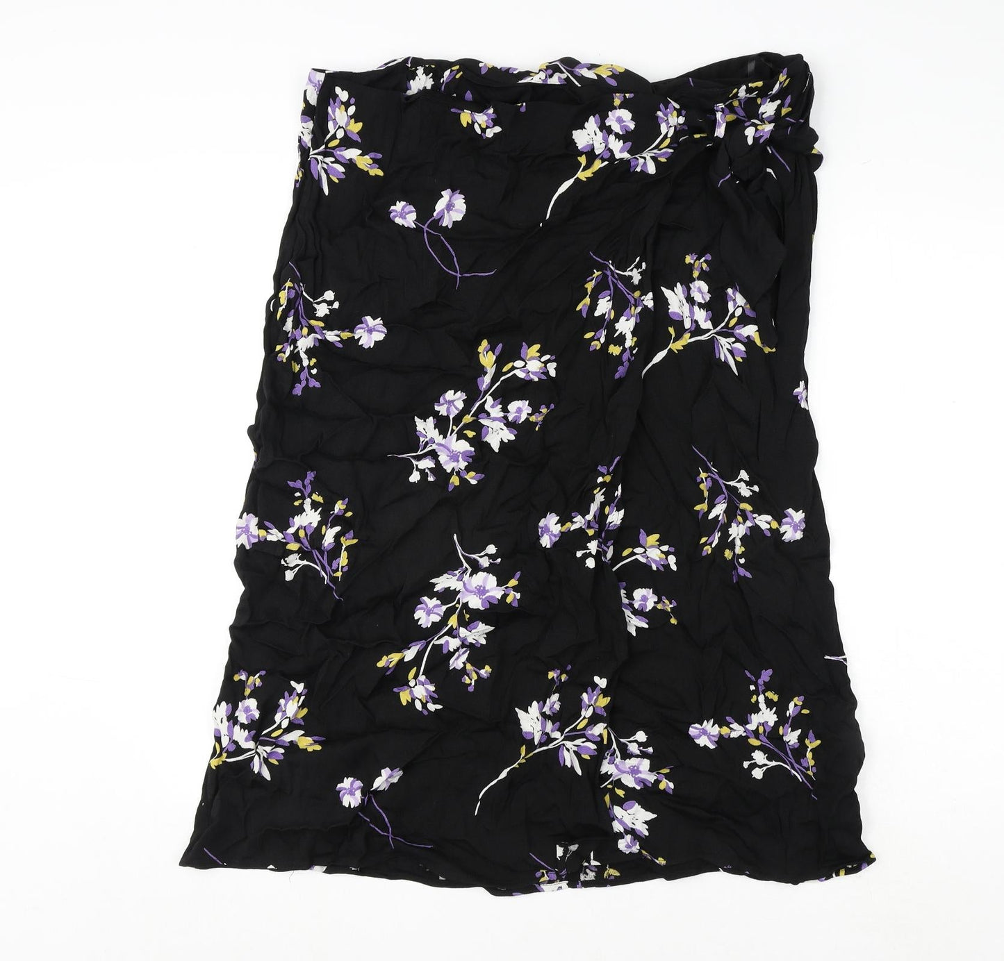Autograph Womens Black Floral Viscose A-Line Skirt Size 20 Zip - Tie Detail