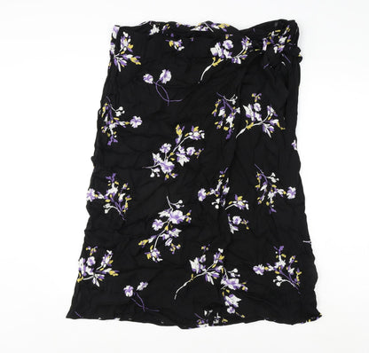 Autograph Womens Black Floral Viscose A-Line Skirt Size 20 Zip - Tie Detail