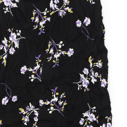 Autograph Womens Black Floral Viscose A-Line Skirt Size 20 Zip - Tie Detail