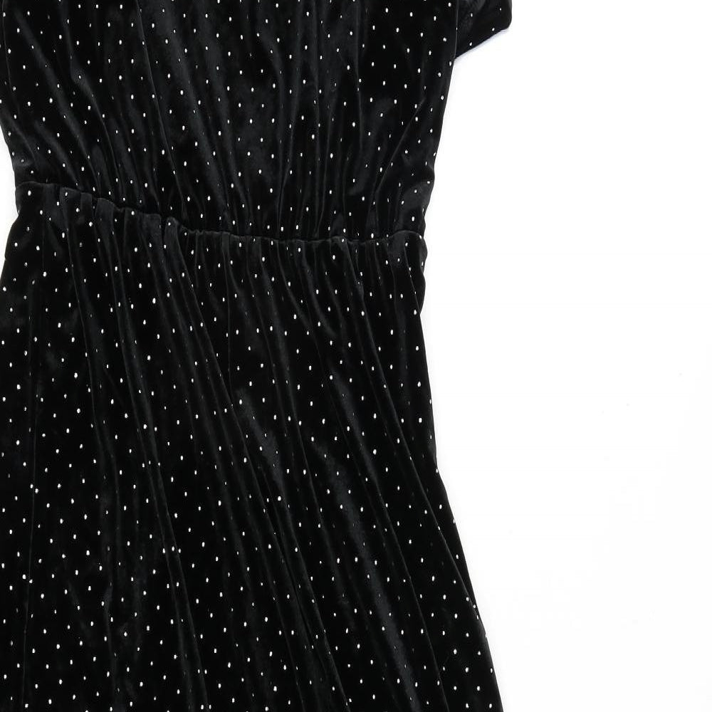Marks and Spencer Womens Black Polyester A-Line Size 8 V-Neck Pullover