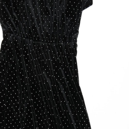 Marks and Spencer Womens Black Polyester A-Line Size 8 V-Neck Pullover