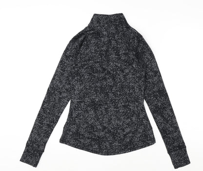 GOODMOVE Womens Grey Geometric Polyester Basic T-Shirt Size 6 V-Neck Zip - Running Top